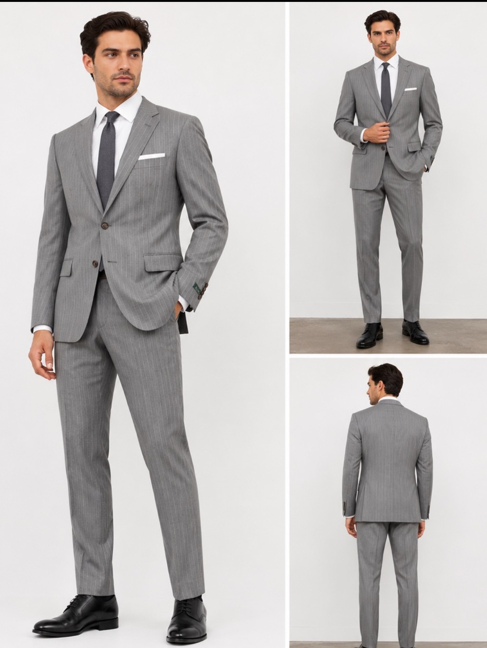 Lauren Ralph Lauren Gray strips wool blend Blazer suit size 44R new  formal